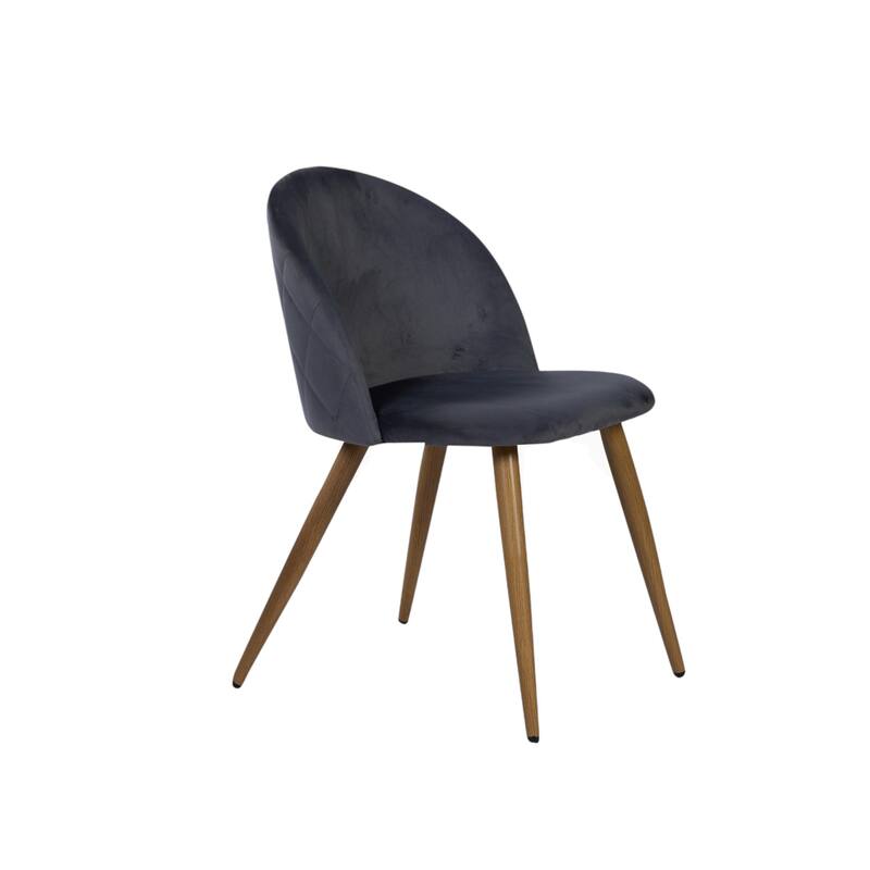 HomeRoots Set of Two Charcoal and Brown Upholstered Velvet Dining Side Chairs - 19.30 in. x 30.30 in. x 19.70 in.