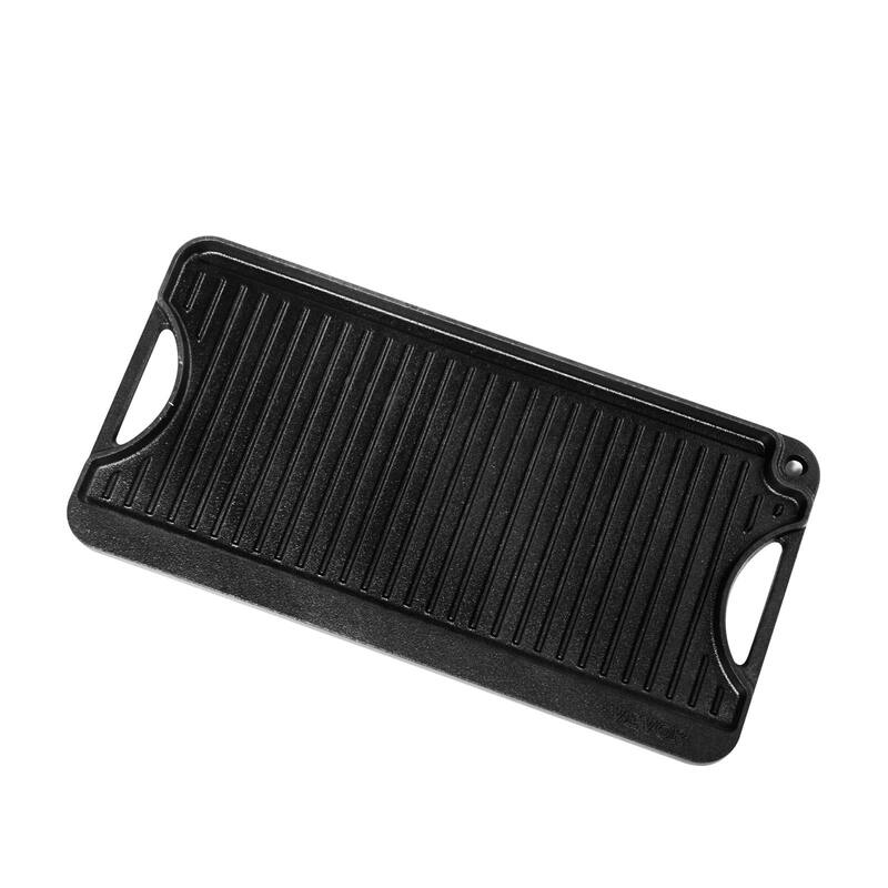 Black Reversible Flat Cast Iron Griddle Grill BBQ Pan with 500°F Heat Resistant for Indoor Outdoor Cooking