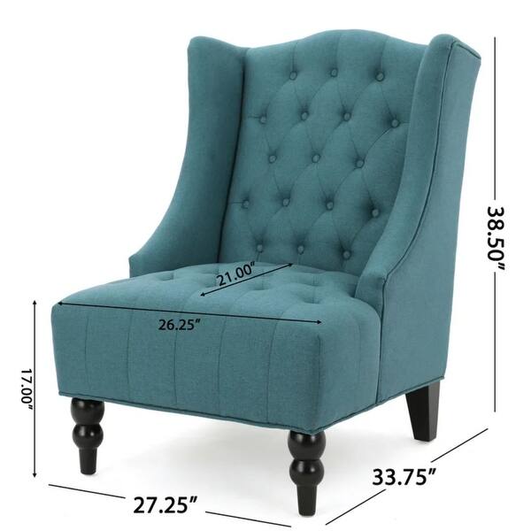 dimension image slide 1 of 2, Wingback Upholstered Chair - Contemporary Style with Practical Functionality