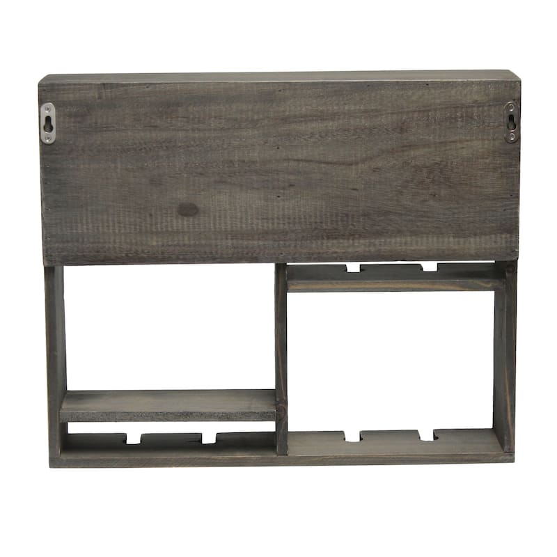 Elegant Designs Bartow Wall Mounted Wood Wine Rack Shelf with Glass Holder - 19.70 x 4.40 x 16.40 (L x W x H)