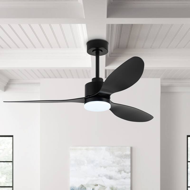 52'' Black Ceiling Fan With Led Lights And Remote Control - Black