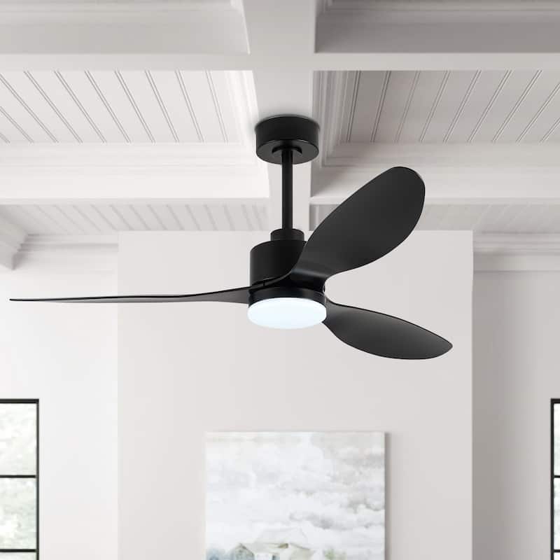 52 Inch Gold LED Ceiling Fan with Lights Remote(3-Blade) - Black