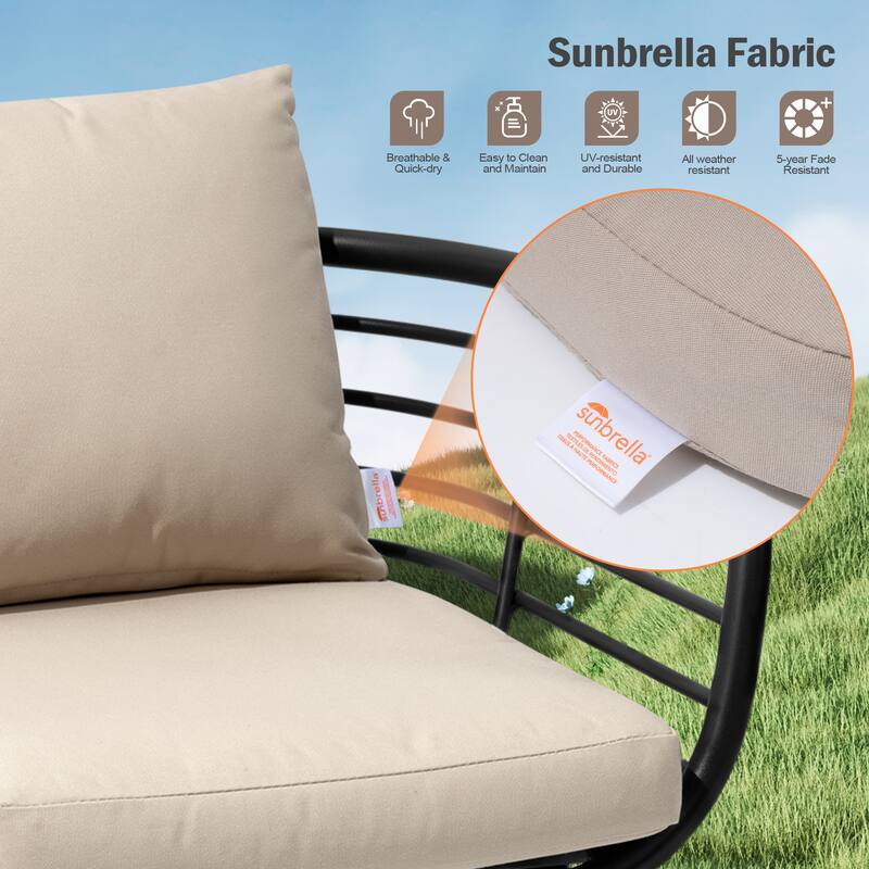 11PC Outdoor Patio Dining Set Aluminum Table with Sunbrella Cushion Chairs w/ Premium Market Umbrella Sets