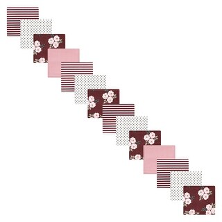 Hudson Baby Infant Girl Cotton Flannel Receiving Blankets Bundle Set, Burgundy Floral, One Size - Burgundy Floral - One Size
