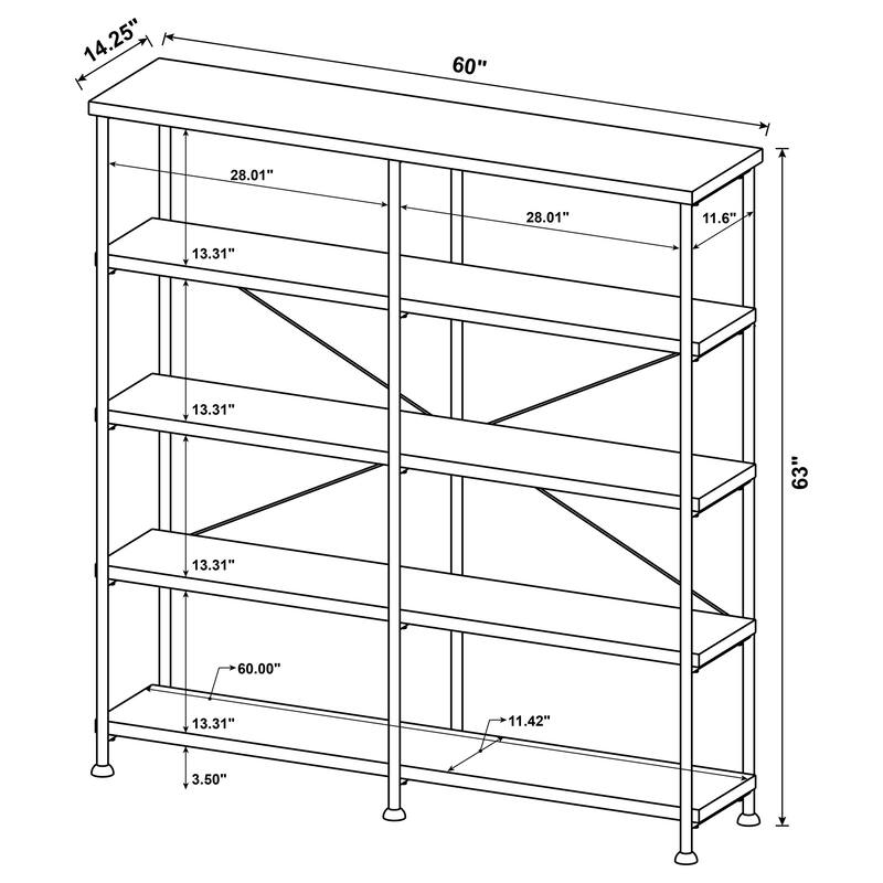 Analiese 63-inch 4-shelf Double Bookshelf - 60.00" x 14.25" x 63.00"