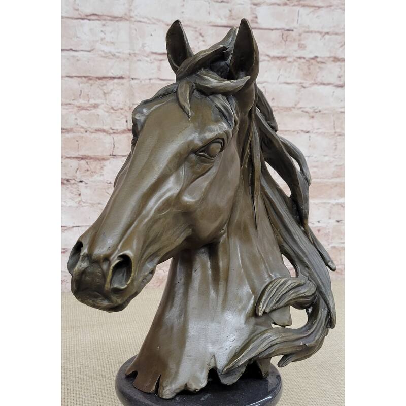 Original Milo Gorgeous Bust Horse Head Bronze Sculpture Art Deco Figurine Figure