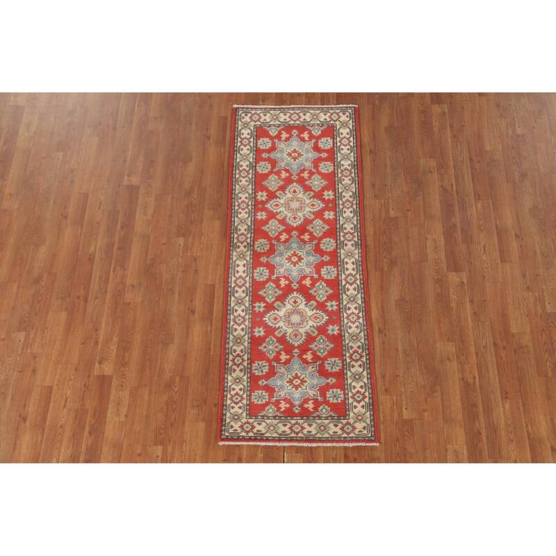Kazak Runner Rug Hand-Knotted Oriental Wool Carpet - 2'2" x 5'10"