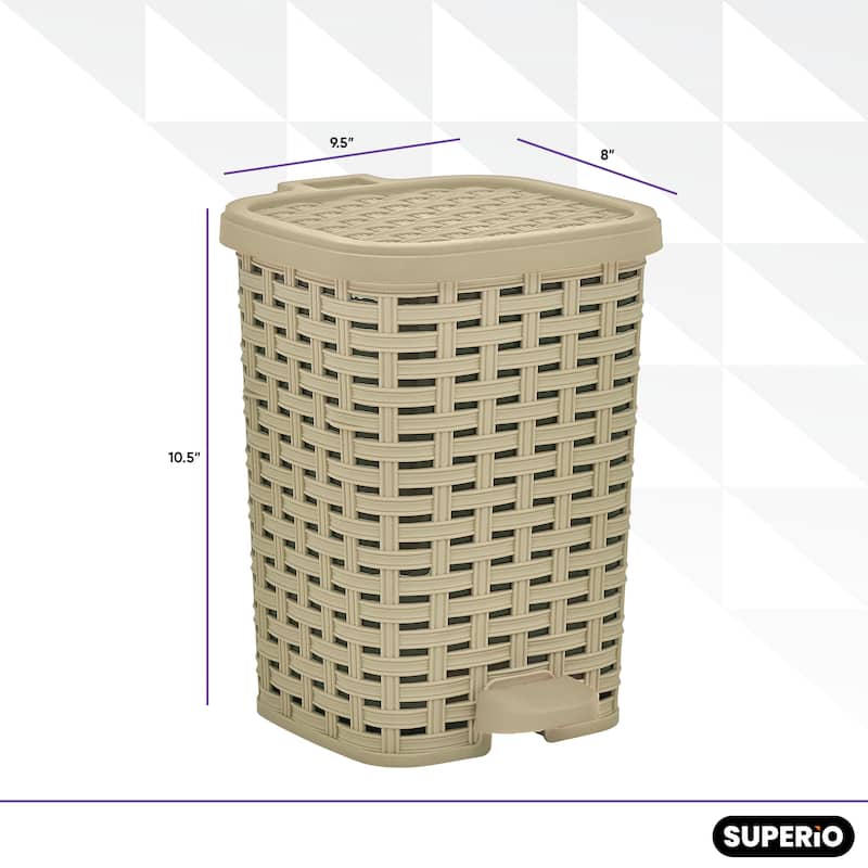 Superio Rattan Step On Trash Can with Removable Liner