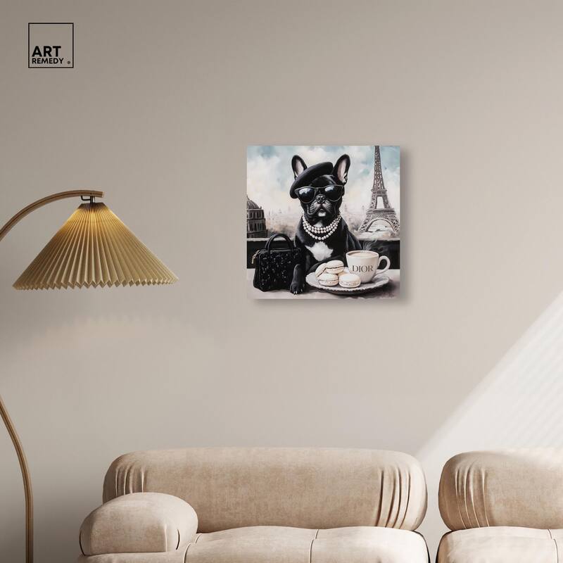 Frenchie in Paris Treats Canvas by Art Remedy, Gallery Wrapped