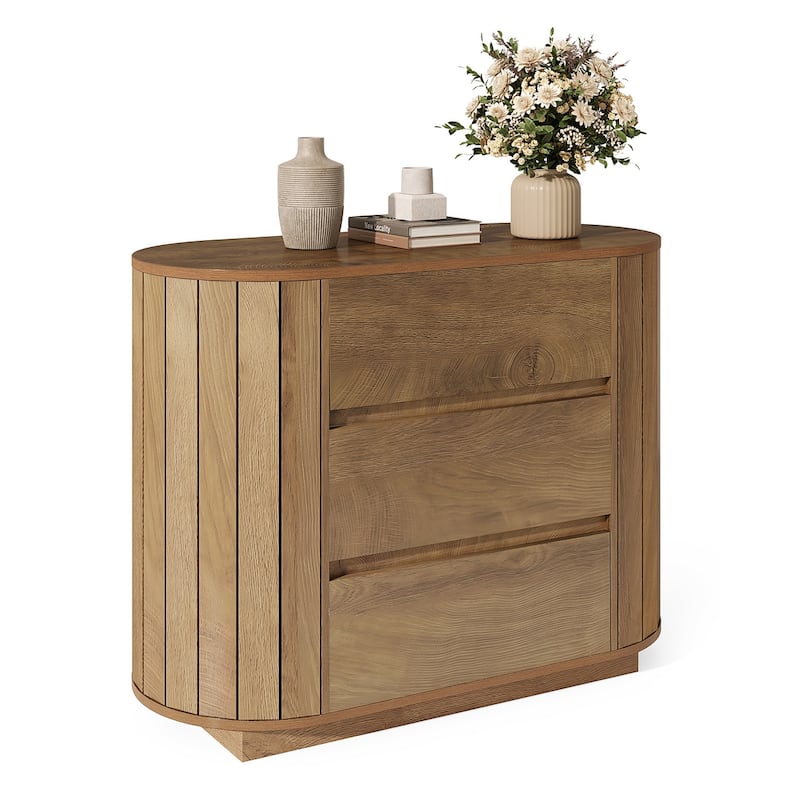 Oversized Wood Nightstand, Night Stand with 3 Drawers, End Table Modern Dresser for Living Room, Bedroom, Entryway