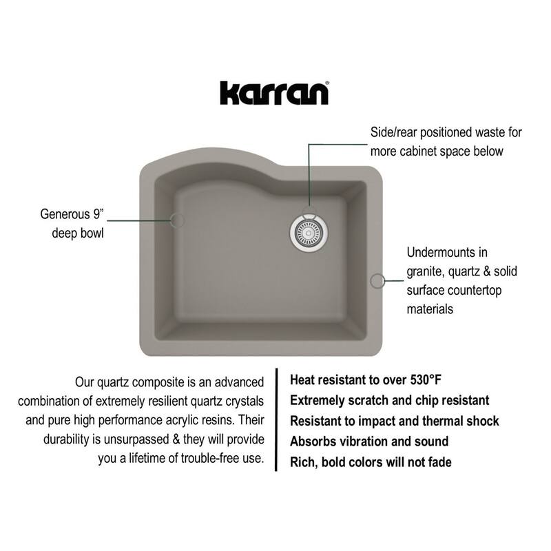 Karran Undermount Quartz Single Bowl Kitchen Sink