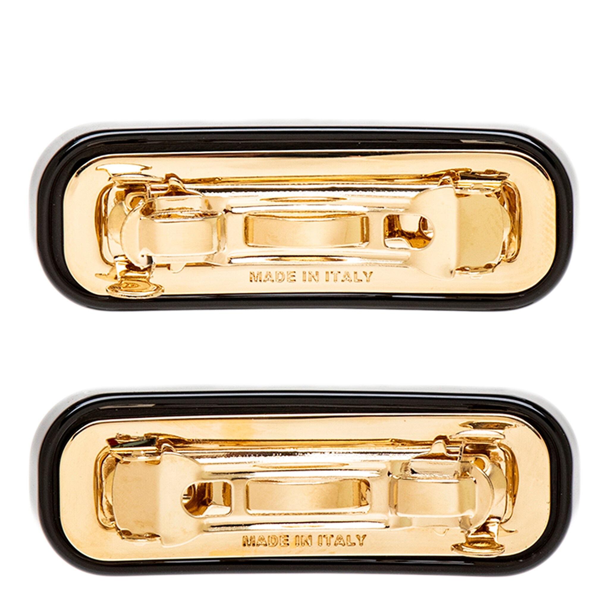 Set of 2 Miu Miu plexiglas mini hair clips gold rhinestones crystals tor… Miu Miu Plexiglas And Metal Hair Clip - Tortoiseshell/Gold  main image 2