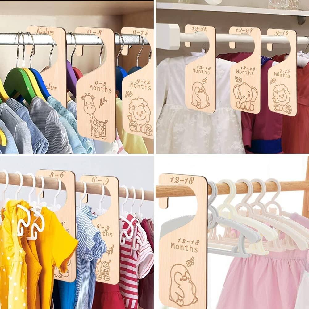 Wooden Baby Closet Dividers 7PCS Double Side Baby Clothes Closet
