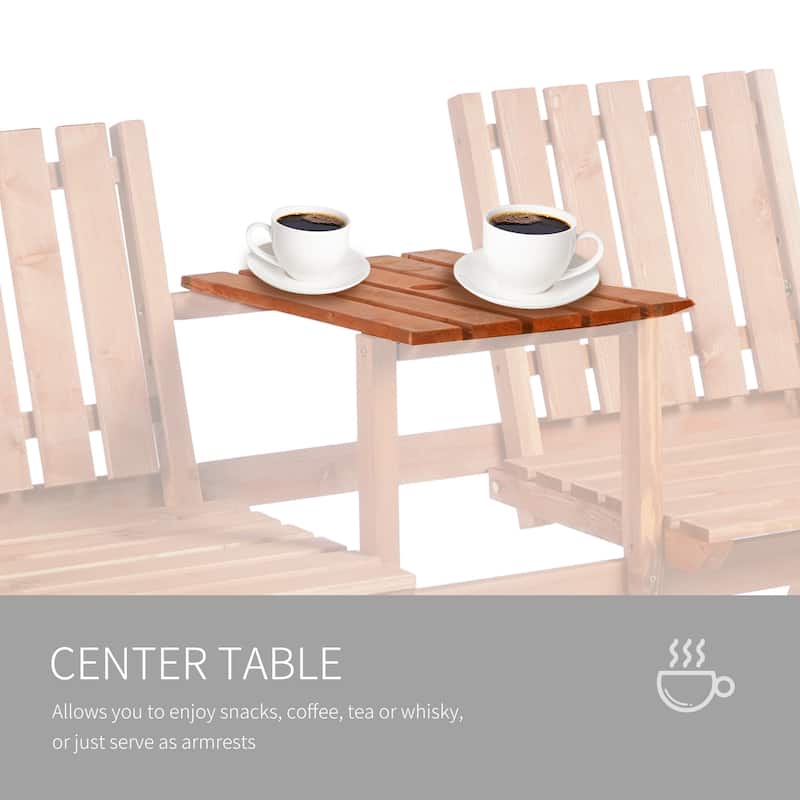 Outsunny Outdoor Patio Wooden Double Chair Garden Bench with Middle Table & Natural Weather-Fighting Materials - 60" x 28" x 31