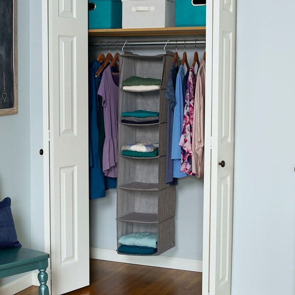 Closet Storage Organizer Linen Sweater Garment 6-Shelf Hanging Shelves Bedroom 