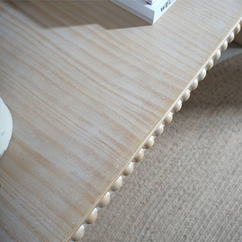 Entryway Table, Curved Waterfall-style Table,Console table with wood beads,Entrance Table for Entryway, Hallway, Living Room - Natural