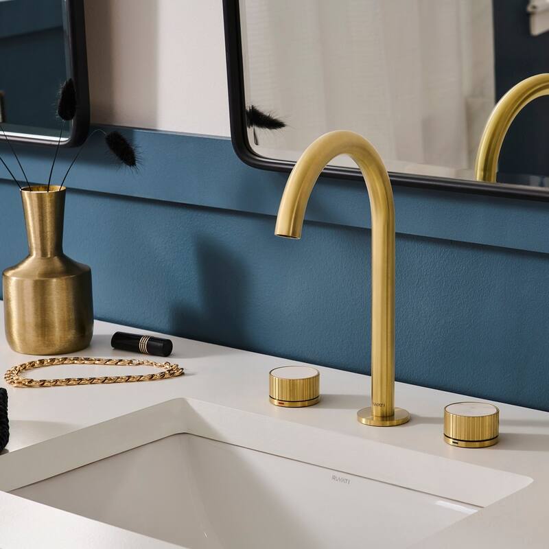 Ruvati Athena Two Handle Stone Marble Inlay Twist Bathroom Faucet in Brushed Gold - RVF5232SG - 7'6" x 9'6"