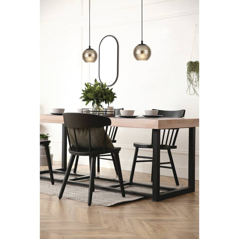 Lemorieta - 1-Light Mini Pendant - Black Finish with Gold Glass Shade - 7.00"L X 7.00"W X 6.30"H - 7.00"L X 7.00"W X 6.30"H - Black, Gold