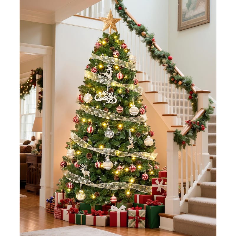 5ft/6ft/7ft Artificial Christmas Tree with Flame-retardant PVC and Metal Base