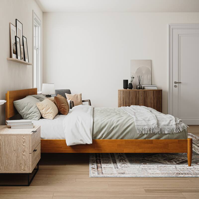 Aria Solid Wood Modern Low Profile Platform Bed