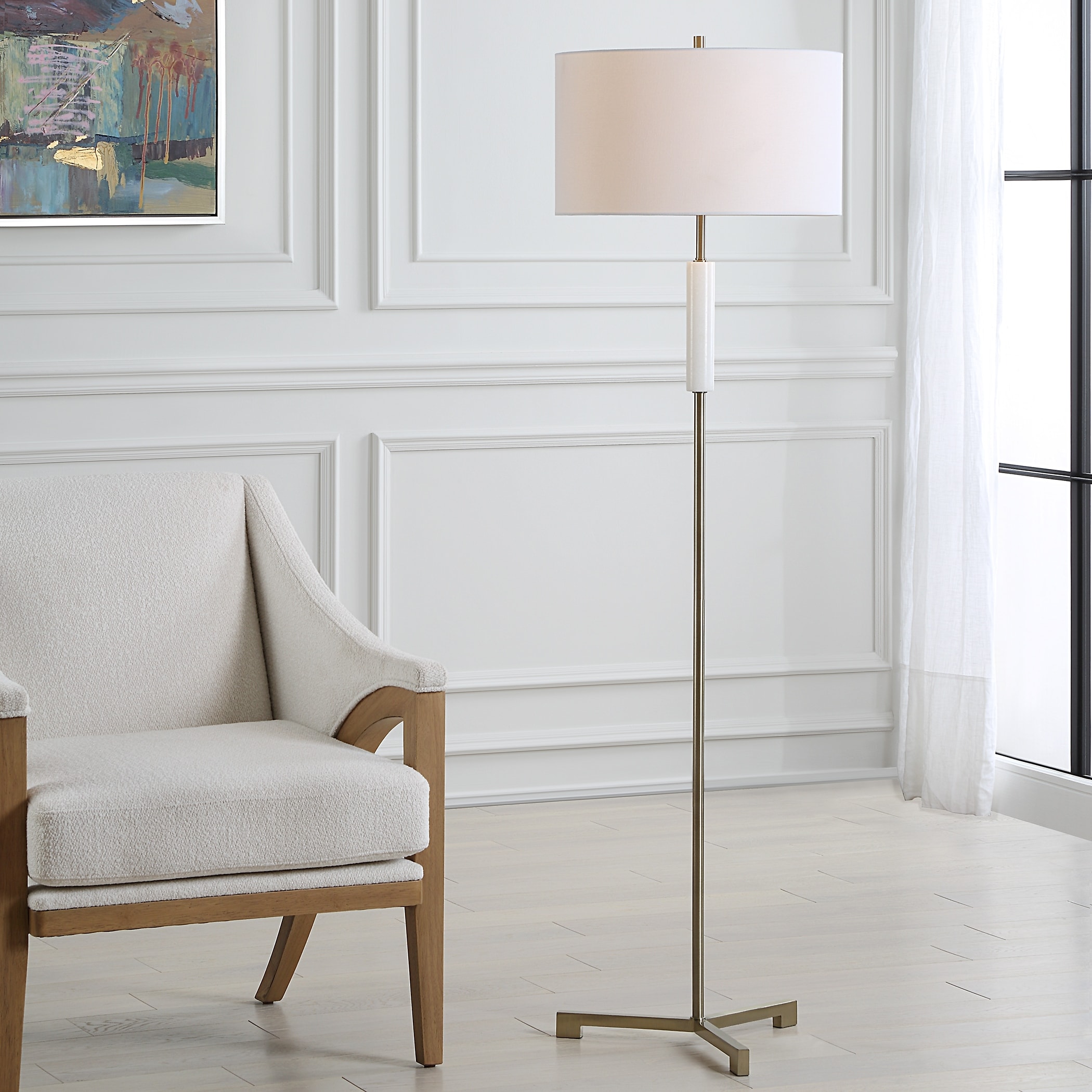 Vintage brass and marble floor lamp discount