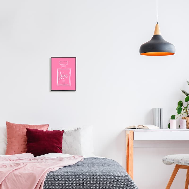 Stupell Casual Glam Perfume Bold Pink Love Calligraphy Framed Wall Art, Design by Martina Pavlova