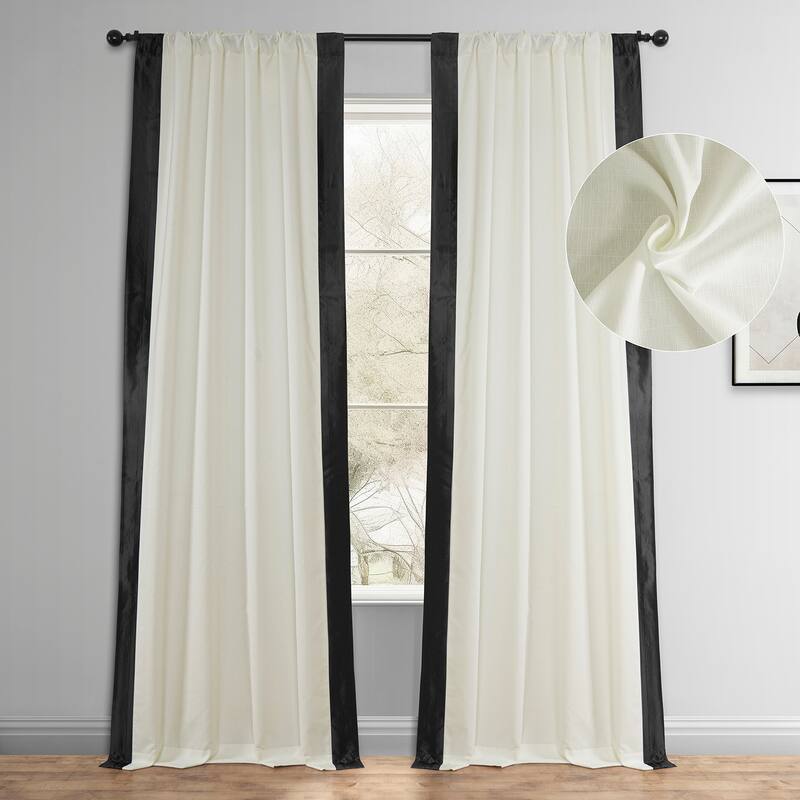 Exclusive Fabrics Fresh Pop Dobby Taffeta Side Bordered Light Filtering Curtains for Bedroom & Living Room Curtains (1 Panel)