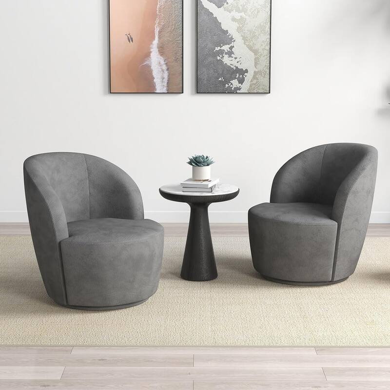 Swivel Barrel Round Comfy Accent Chair for Living Room