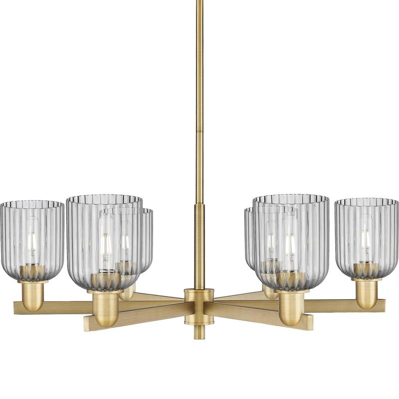 Innovations Lighting 716-6CR-11-35 Bridal Veil Chandelier Bridal Veil - Brushed Brass / Light Smoke