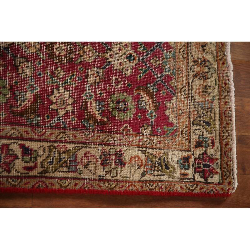 Tabriz Persian Antique Runner Rug Hand-knotted Wool Carpet - 3'3"x 9'3"