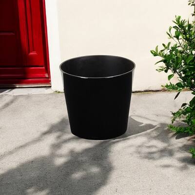 HomeRoots 9" Black Recycled Plastic Indoor Outdoor Round Pot Planter