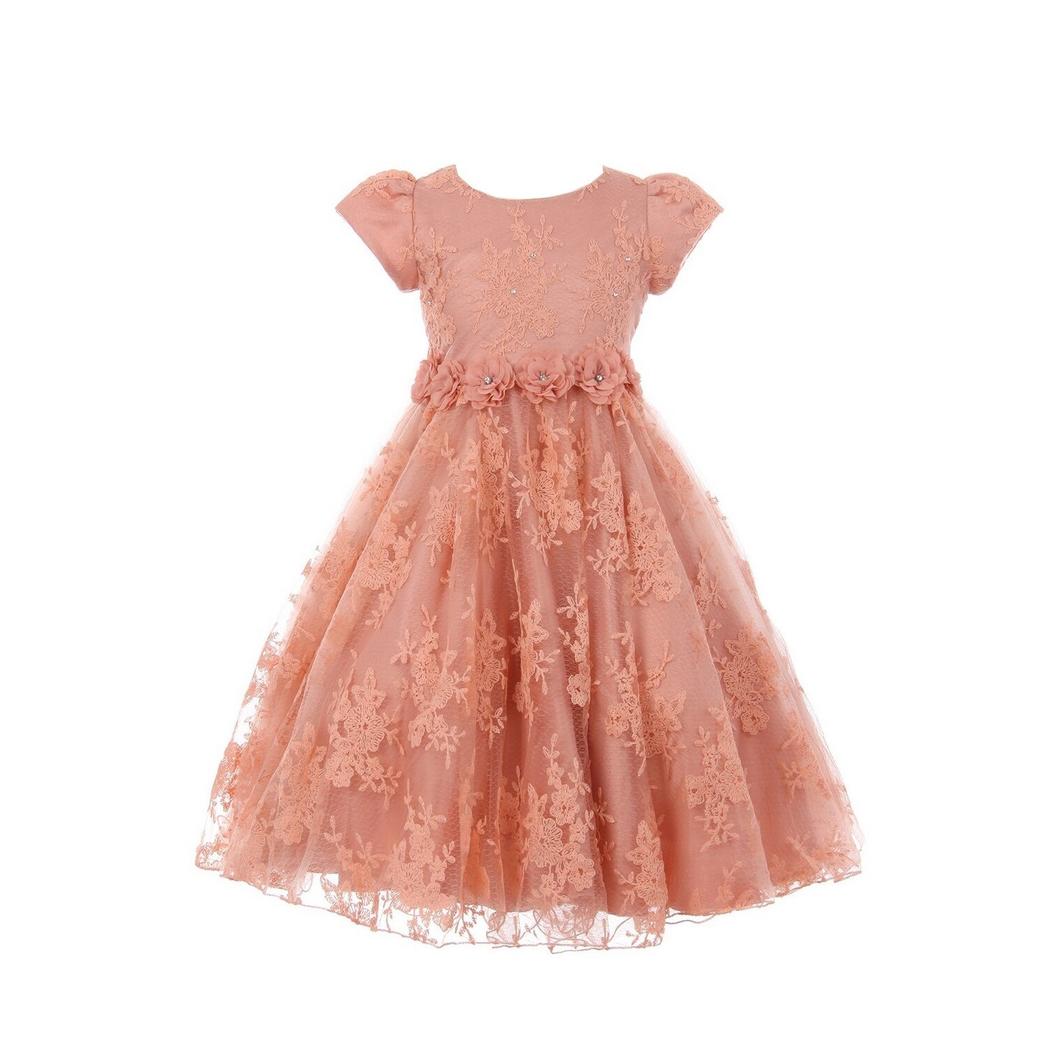Shop Girls Dusty Pink French Chantilly Lace T Length Junior