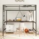 preview thumbnail 2 of 6, Twin Size Metal Loft Bed with Integrated Desk and Closet Rod, Space-Saving Frame with Guardrails and Ladder