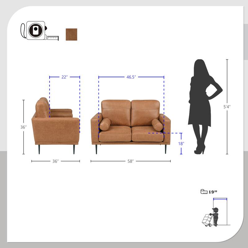 Antler Polished Microfiber Living Room Loveseat