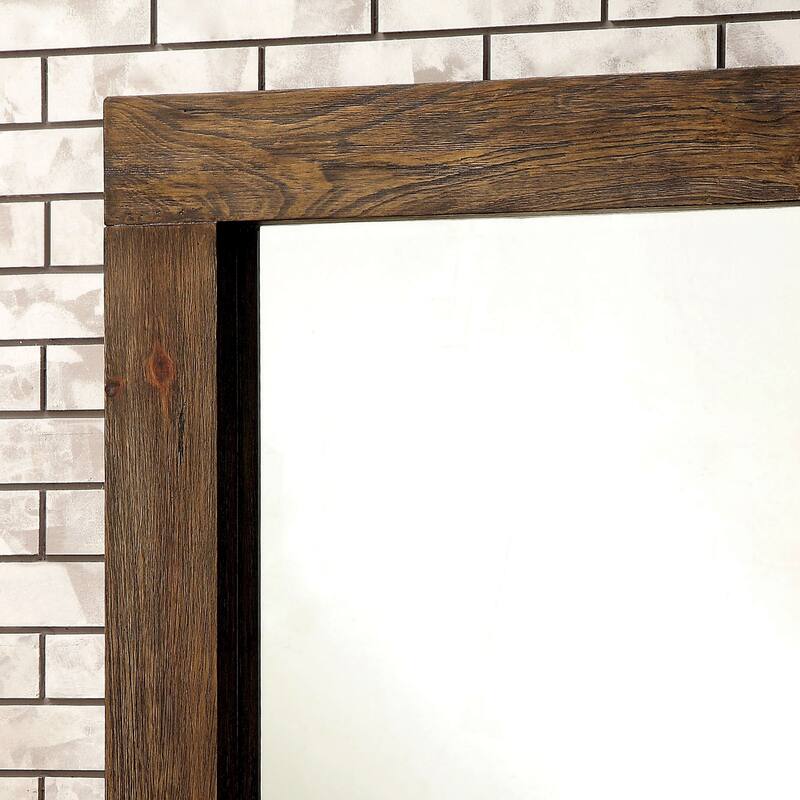 Wima Rustic Brown 42-inch Wood Wall Mount Mirror by Furniture of America