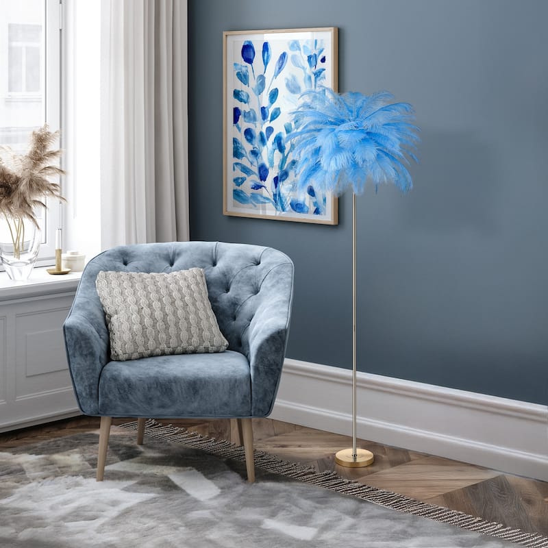 63 Inch Feather Tripod Floor Lamp With Bulbs
