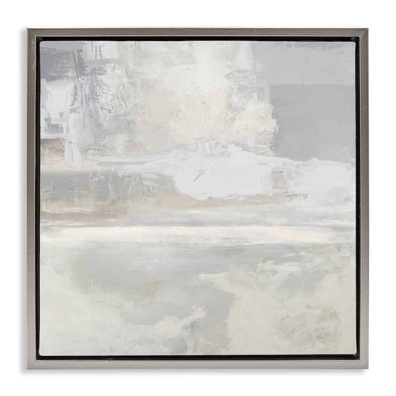 Stupell Serene Abstraction of Grey Framed Floater Canvas Wall Art Design By Rachel Springer - 18 x 18 - Grey