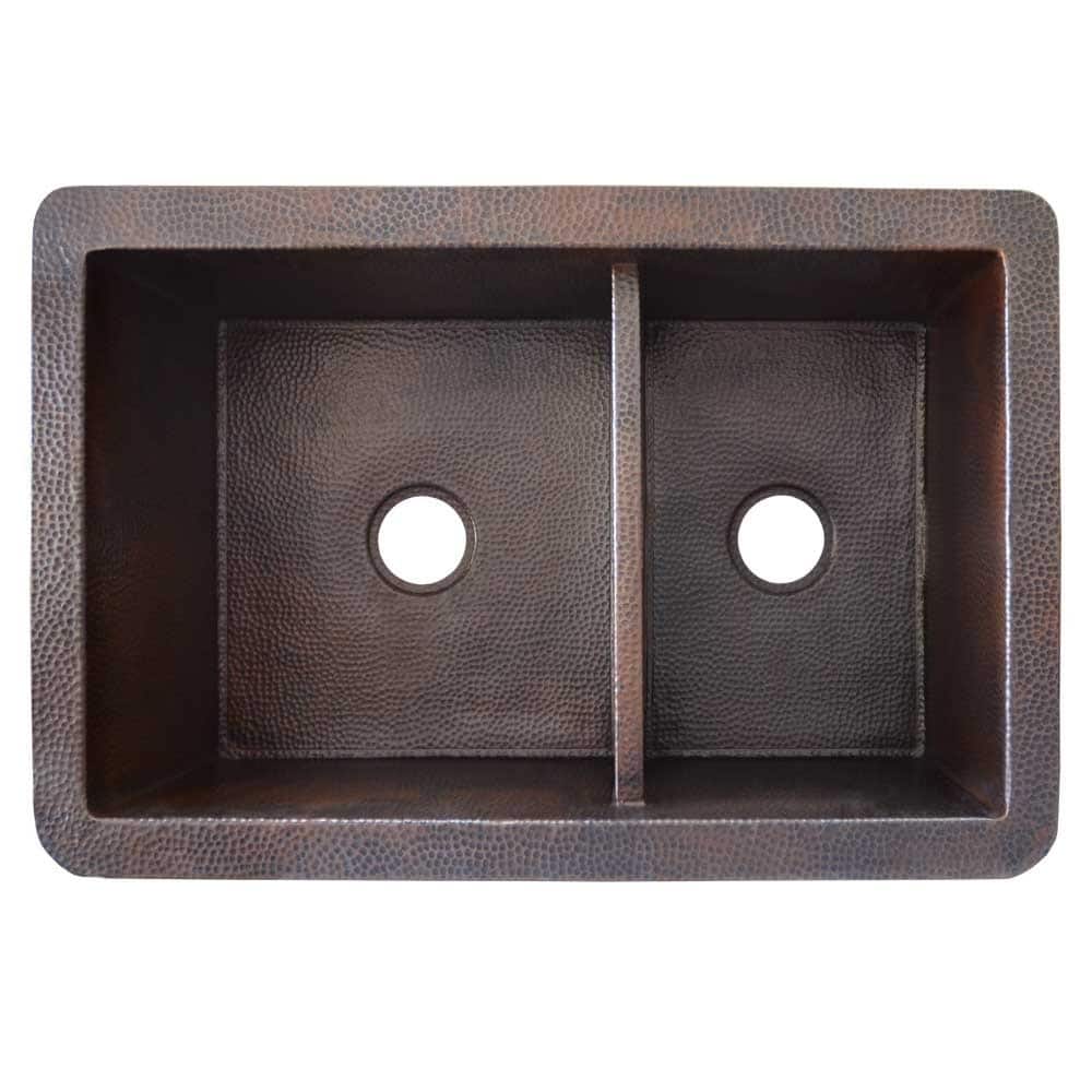 Native Trails Cocina Duet 33" Double Basin 16 Gauge Hammered Copper