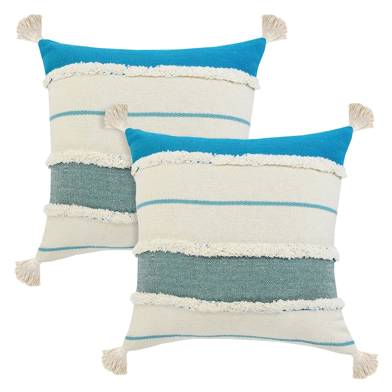 Sevita Turquoise Quarry Striped Throw Pillow, Single or Set of 2 - 20" x 20" - Set of 2 - Pillow Sets