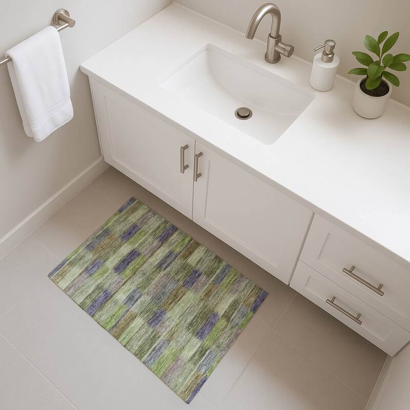 Premium Washable Super Soft Geo Stripe Mayfield Rug - Aloe - 1'8" x 2'6"