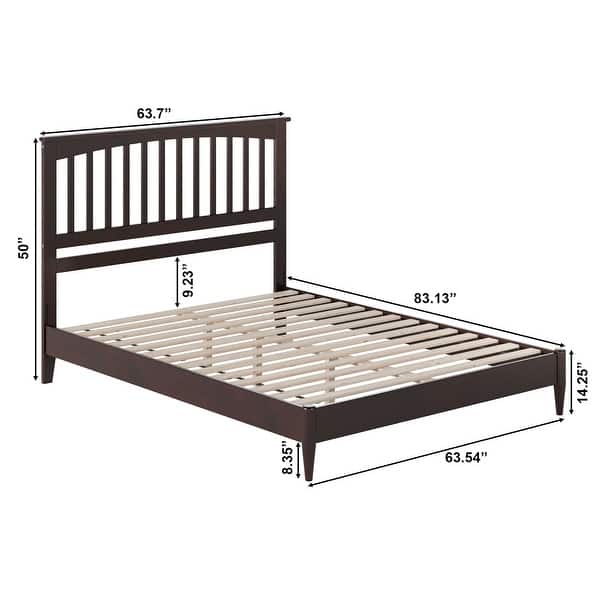 dimension image slide 9 of 19, Becket Solid Wood Low Profile Platform Bed