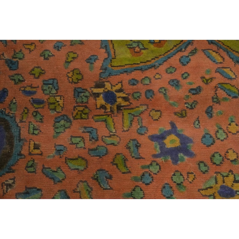 Hand Knotted Oriental 100% Wool Carpet Traditional Floral Oranges & Rust Tabriz Area Rug - 10' 9'' X 7' 8''