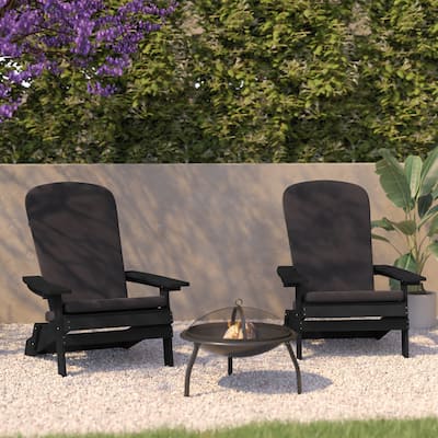 Indoor/Outdoor Folding Adirondack Chairs with Cushions - Set of 2 - 30.25"W x 34"D x 37"H