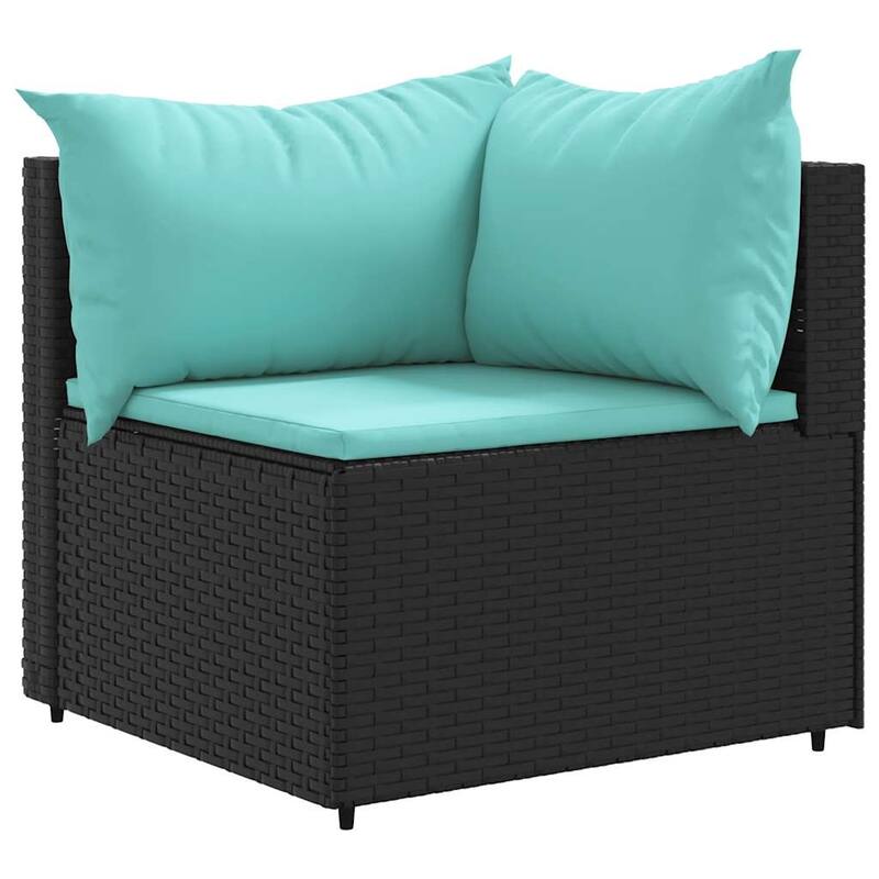 vidaXL Patio Lounge Set with Cushions Sectional Sofa Garden Backyard Poly Rattan - 24.8" x 24.8" x 22.6"