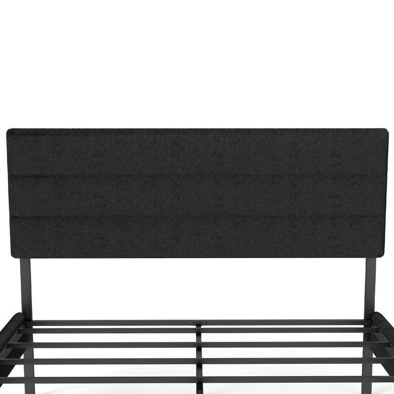 Queen Size Upholstered Platform Bed Frame with Headboard, 14'' Underbed Storage, No Box Spring Needed