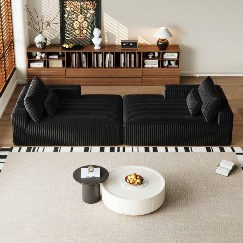 Roomfitters 102" Modern Sectional Lounge Chaise, Cloud Plush Loveseat Sleeper Sofa Bed, No Assembly Recliner Couch