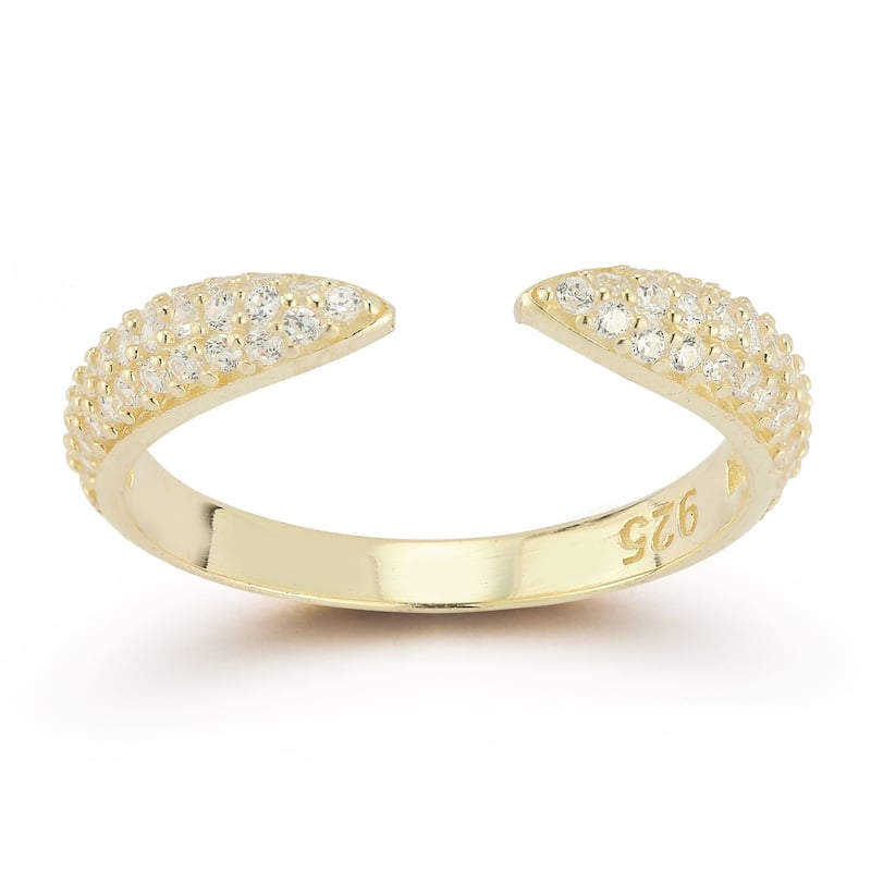 Soleil Sterling Silver Pave Claw Cuff Ring - Yellow - 6