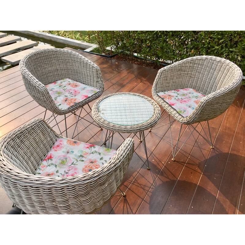 April Outdoor Tufted Chair Pad Ranunculus 16 x 16 - Set of 2