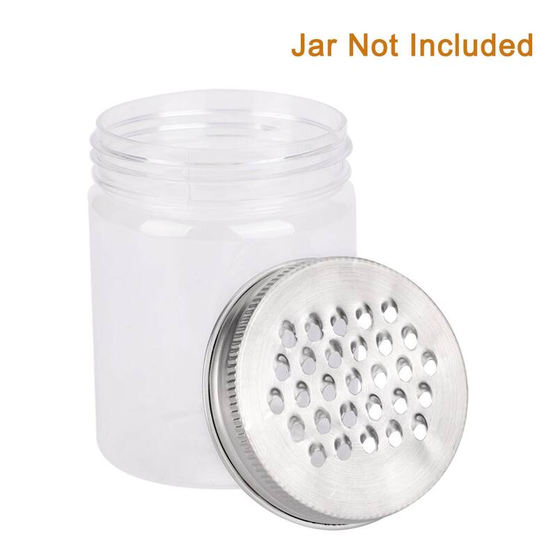 6pcs Stainless Steel Regular Mouth Mason Jars Grater Lid Tops for Canning Jars - Silver Tone