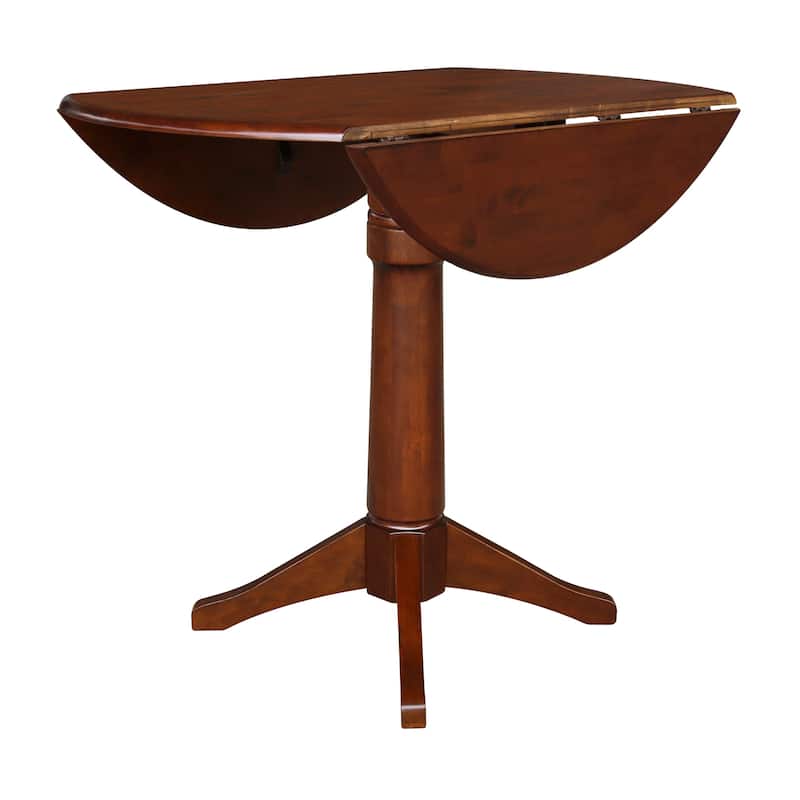 42" Round Pedestal Couonter Height Table and Two Stools - Espresso